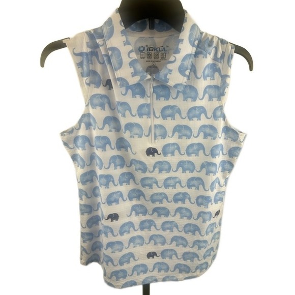 IBKUL Tops - IBKUL Women's Sleeveless Golf Tennis Polo Shirt Blue Elephant UBF50 Size Medium